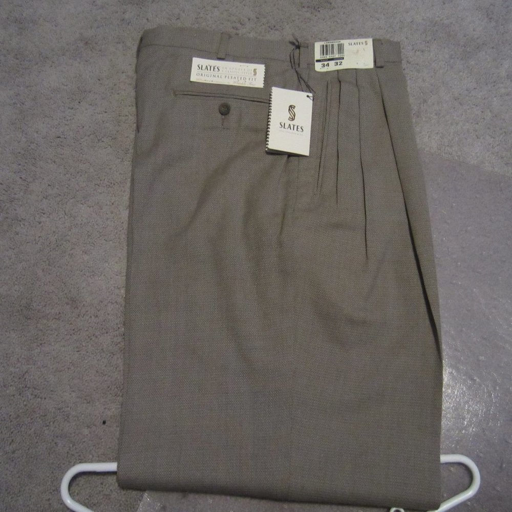 Slates Men's Dress Pants Size 34 x 32 Tan New